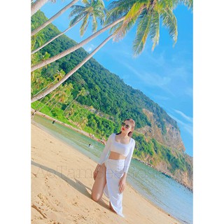 Bikini tay dài kèm khăn quấn ( 3 món)