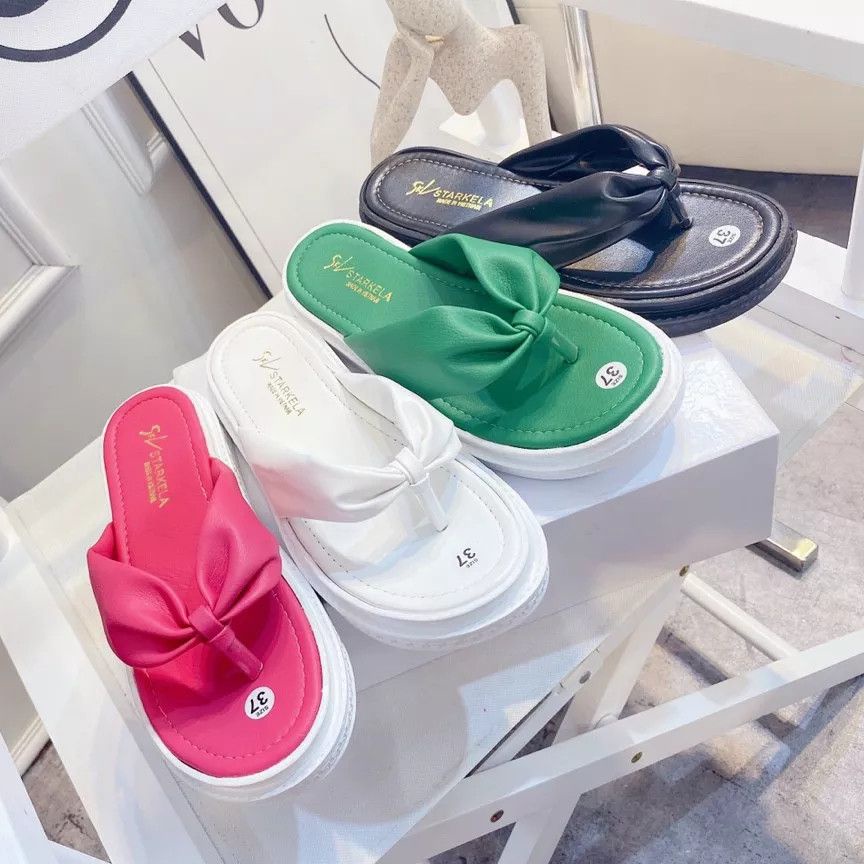 Dép lê nữ đế bánh mì 3cm kẹp nhún trẻ trung cá tính RF | DD-0308 màu trắng