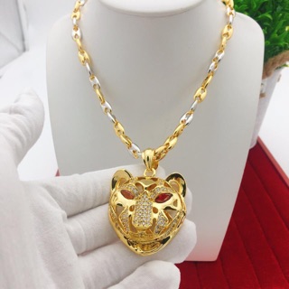 Dây chuyền nam hai màu mặt báo