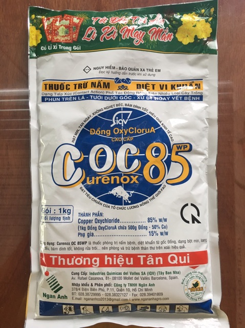 COC 85 thuốc trừ nấm bệnh, diệt vi khuẩn hại cây trồng gói 1kg