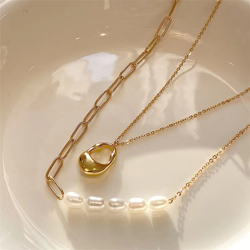 Vòng cổ Hai Lớp Đính Ngọc Trai Nhân Tạo Thời Trang Dành Cho Nữ