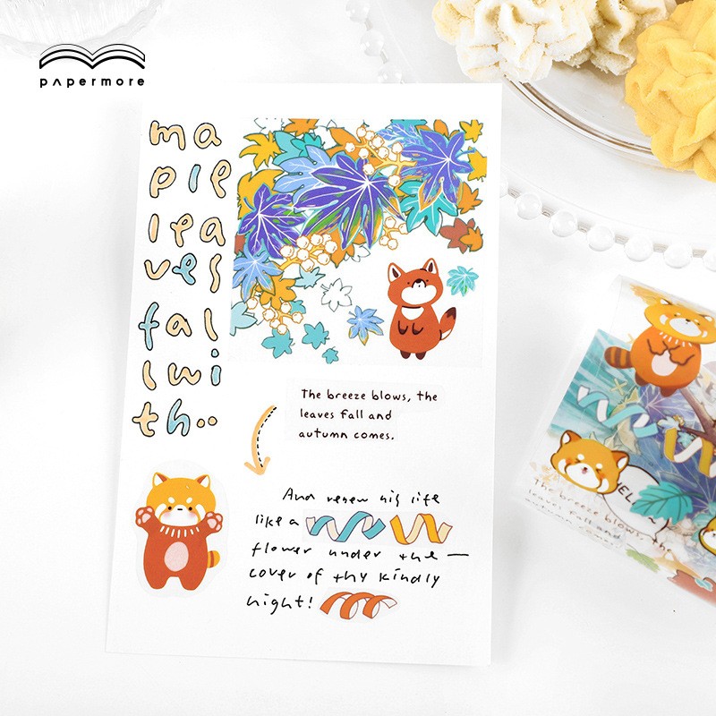 Tấm Sticker bản dài trong suốt in họa tiết động vật dễ thương trang trí sổ tay