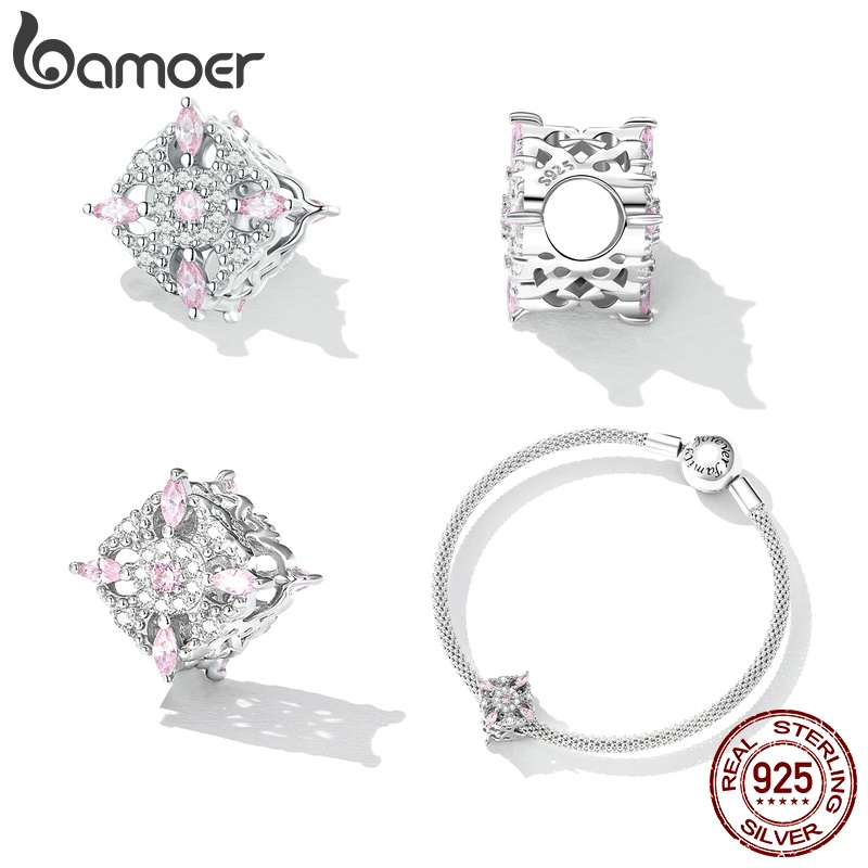 Vòng tay bạc 925 BAMOER phối hạt phong cách vintage quyến rũ thời trang nữ