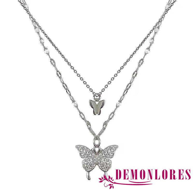 Dây chuyền hai lớp mặt hình bướm đính đá thời trang cho nữ