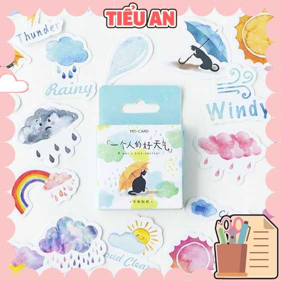 Bộ Sticker / Hình dán Họa Tiết Thời Tiết (45 Hình)