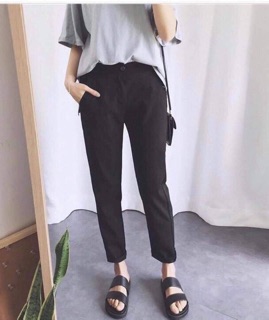 Quần baggy tây đen nữ