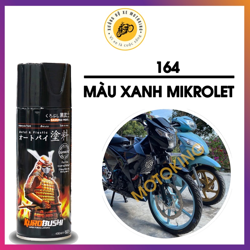 Sơn Samurai màu xanh Mikrolet 164 - chai sơn xịt chuyên dụng dành cho sơn xe máy