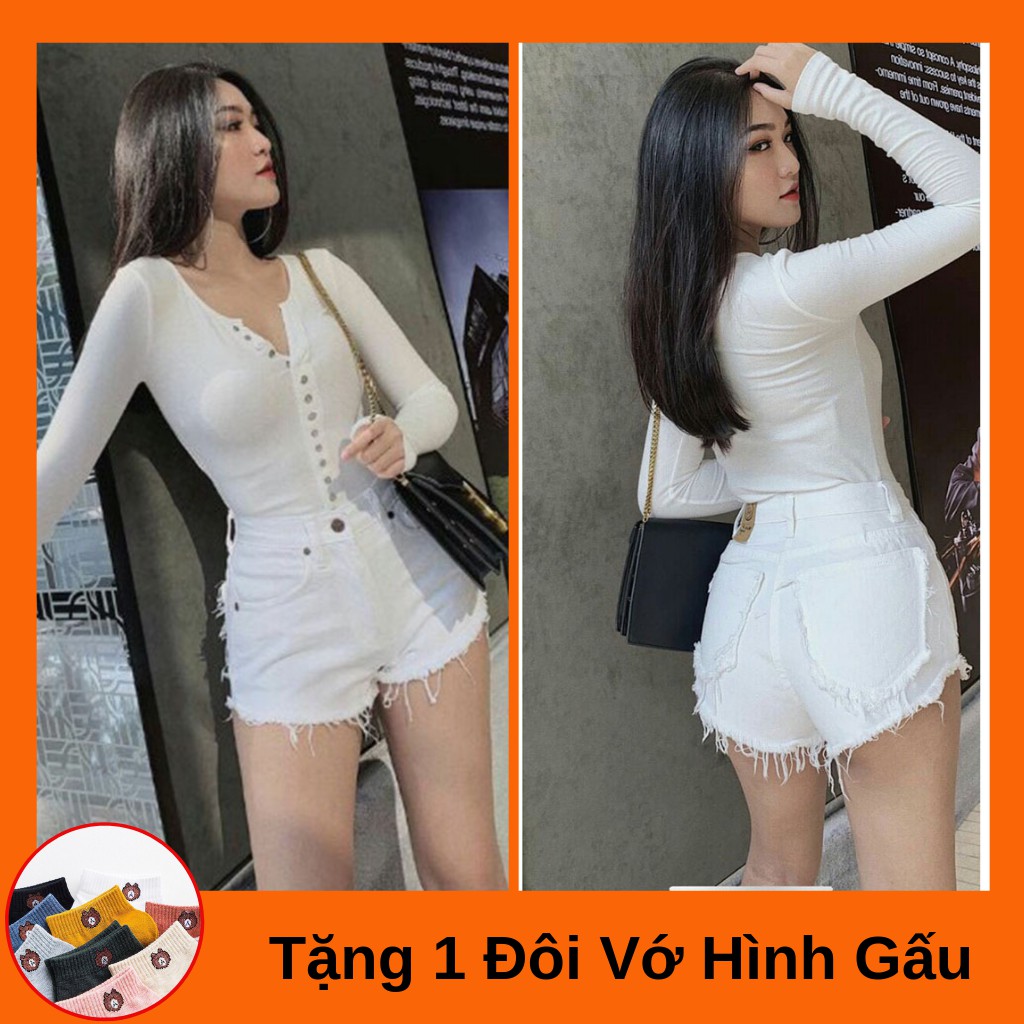 Quần Short Jean Trắng Đen - Quần Short Nữ - Tashop 57