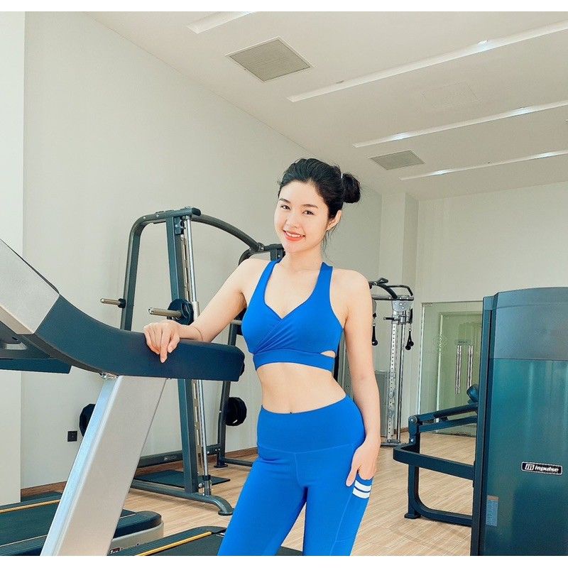 Áo Bra Tập Gym Cut Eo, Đắp Chéo Trước Ngực, Hở Lưng Siêu Sexy