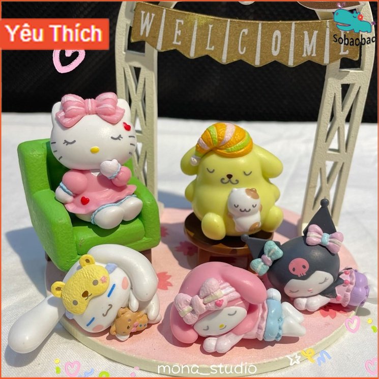 Sanrio Đồ Chơi Viên Nang Hình Cún / Mèo Hello Kitty / Melody Kuromi / Chó Tai To Trang Trí Bánh Kem DIY
