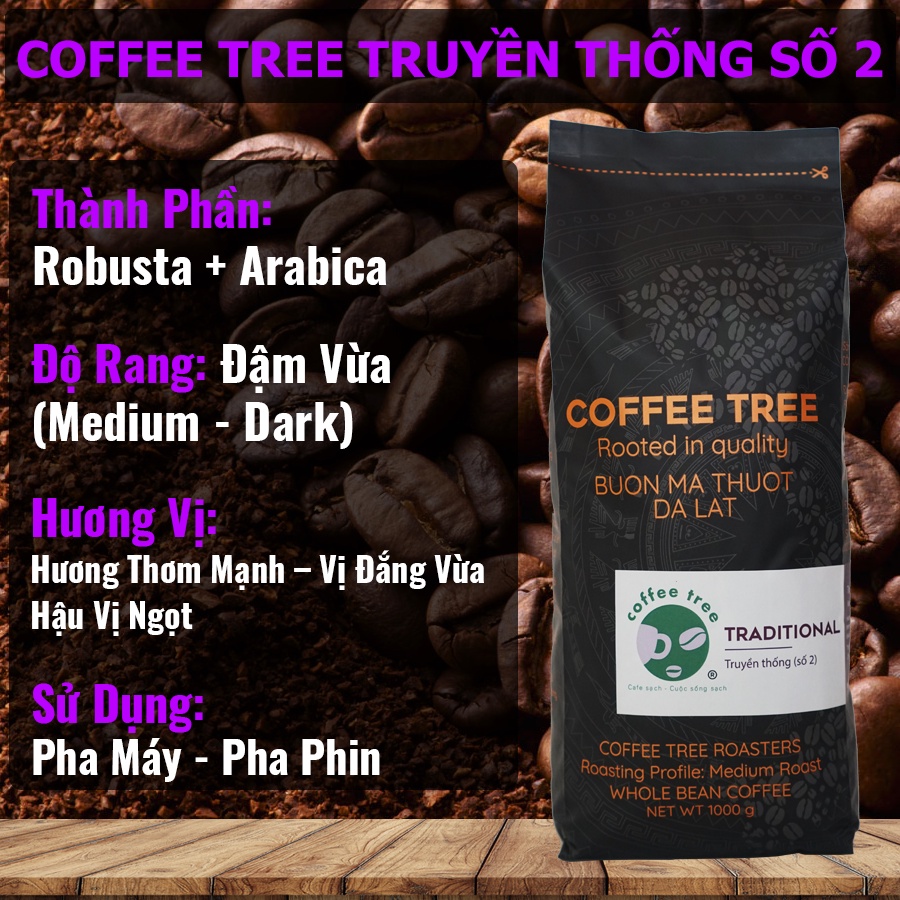 Cà Phê Nguyên Chất - Hạt - Truyền Thống Số 2 - Buôn Mê Thuột - 1Kg - Hương Thơm Mạnh – Vị Đắng Vừa – Hậu Vị Ngọt | BigBuy360 - bigbuy360.vn
