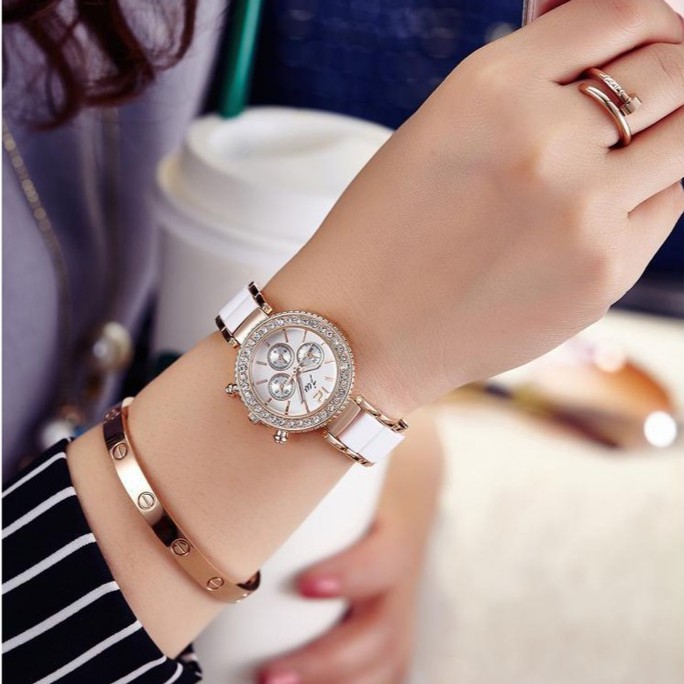 Đồng hồ nữ JW dây giả đá sứ viền mạ vàng thời trang SP713 | BigBuy360 - bigbuy360.vn