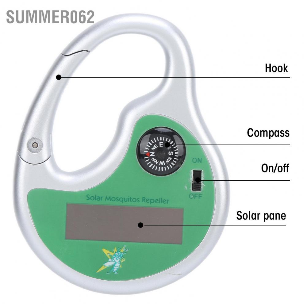 Summer062 Pest Repeller Portable Plastic Solar Mosquito Insect with Compass for Outdoor Fishing Hiking Camping Gardening