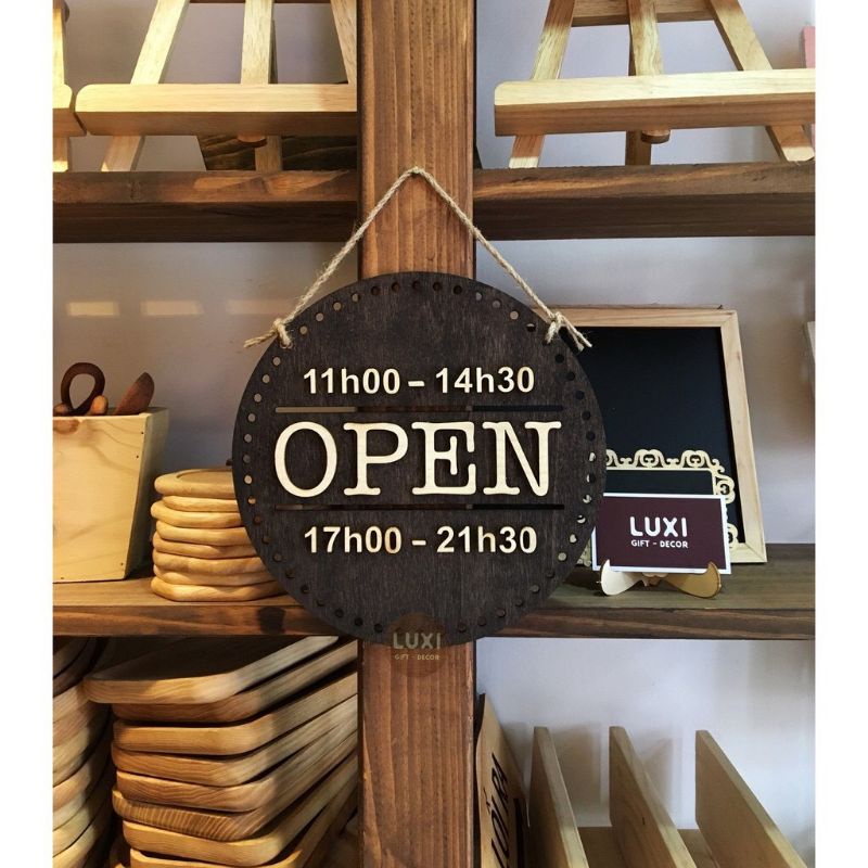 HCM | Bảng treo cửa 2 mặt OPEN/CLOSE kèm giờ