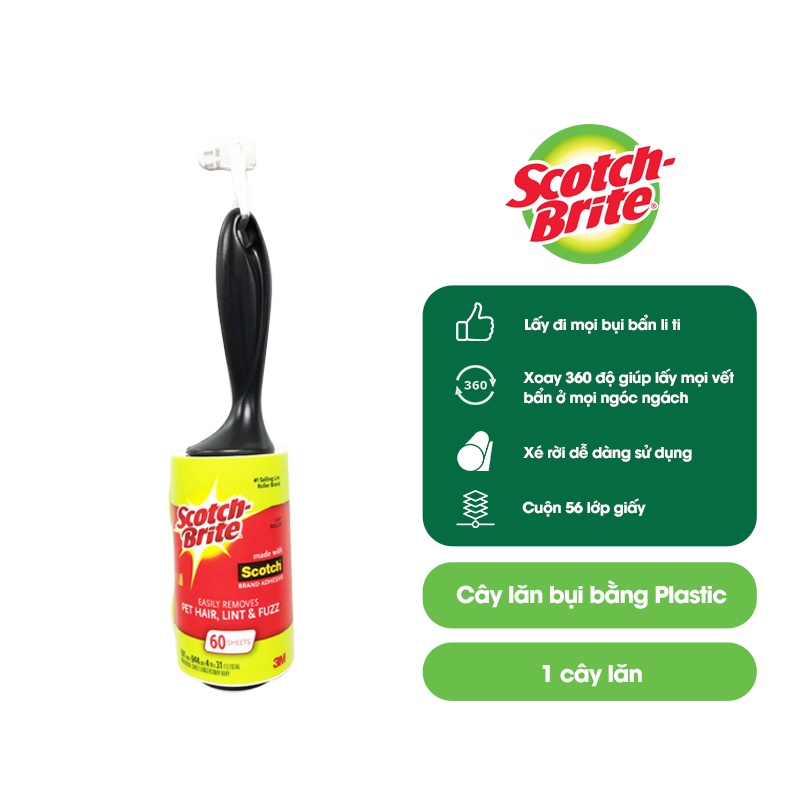 Cây lăn bụi Scotch Brite 3M 56 lớp đa năng, lớp keo siêu dính, lấy sạch mọi vết bẩn hiệu quả 863R - 56