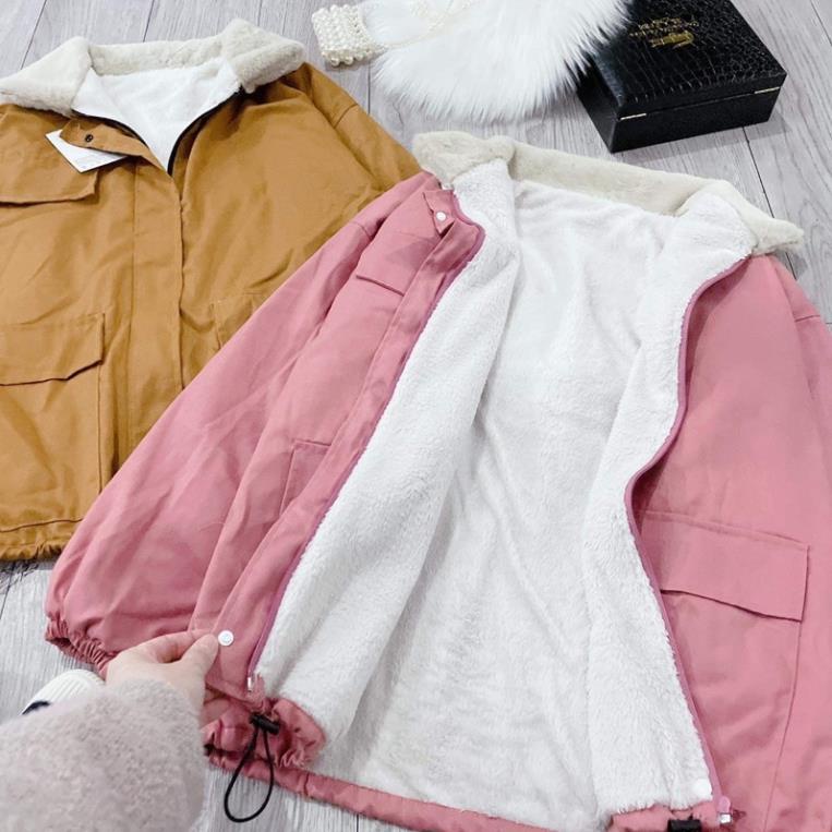 Áo khoác kaki lót lông cổ bẻ DH