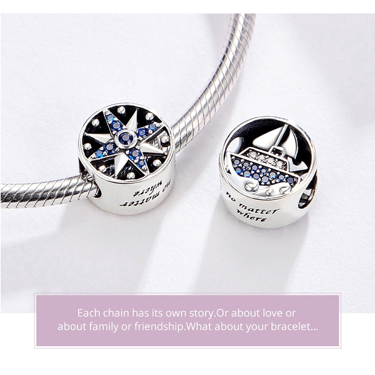 Bamoer Vòng Đeo Tay Bạc 925 Đính Đá Zircon Hình La Bàn Tròn Thời Trang Cho Nữ