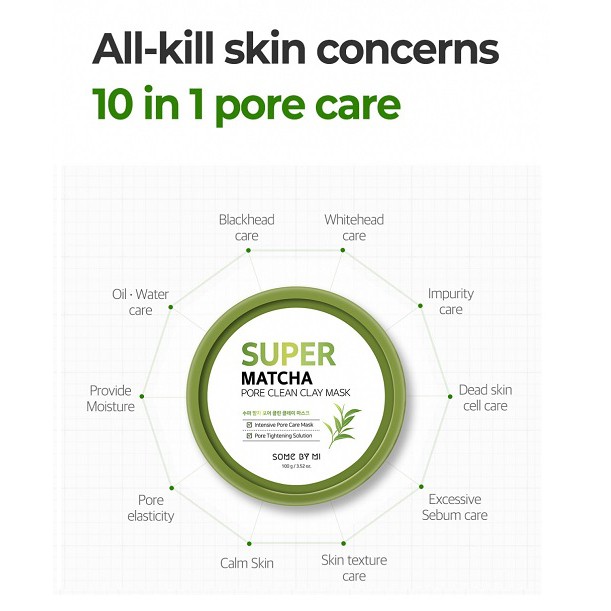 Mặt Nạ Đất Sét Some By Mi Super Matcha Pore Clean Clay Mask Giúp Se Khít Lỗ Chân Lông 100g