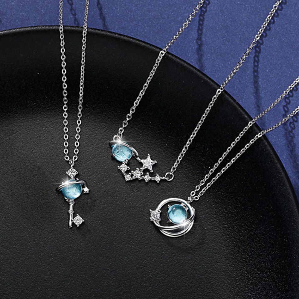 Epoch vòng cổ Mặt Đá Sapphire Hình Hành Tinh Thanh Lịch Thời Trang Cho Nữ