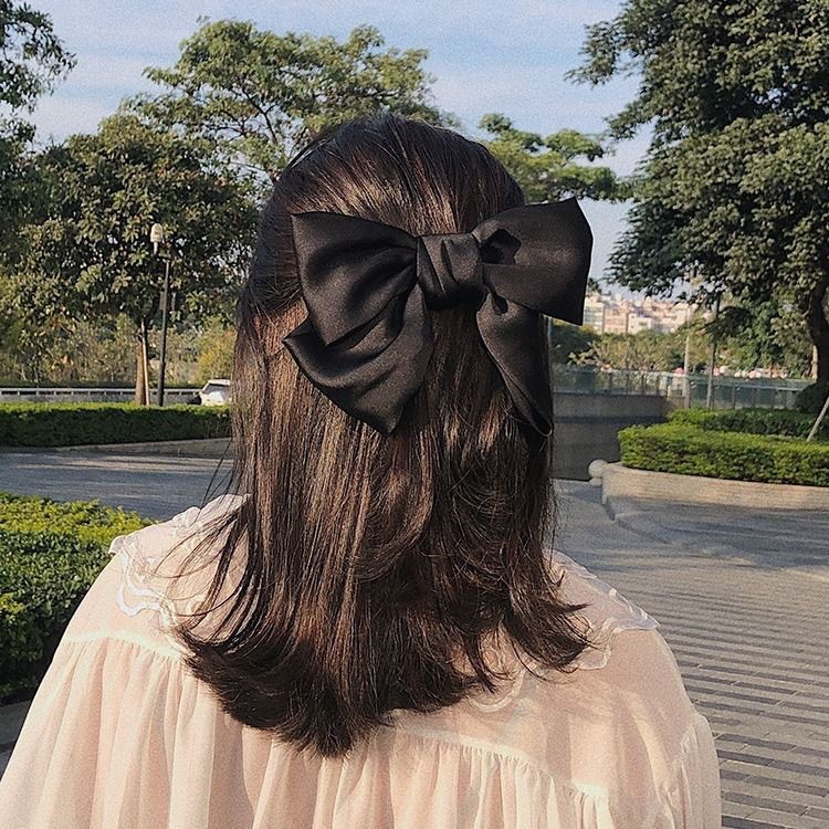 Kẹp Tóc Hình Nơ Vải Satin Phong Cách Tiểu Thư - Kẹp Tóc Nơ Bản To Kiểu Hàn Quốc