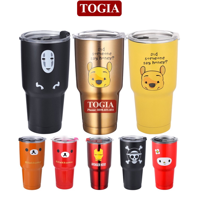 Ly Giữ Nhiệt - Cốc Giữ Nhiệt Inox Tặng Kèm Bộ Phụ Kiện Ống Hút Inox, Túi Giữ Nhiệt, Cây Cọ Rửa Tiện Lợi 900ml TOGIA