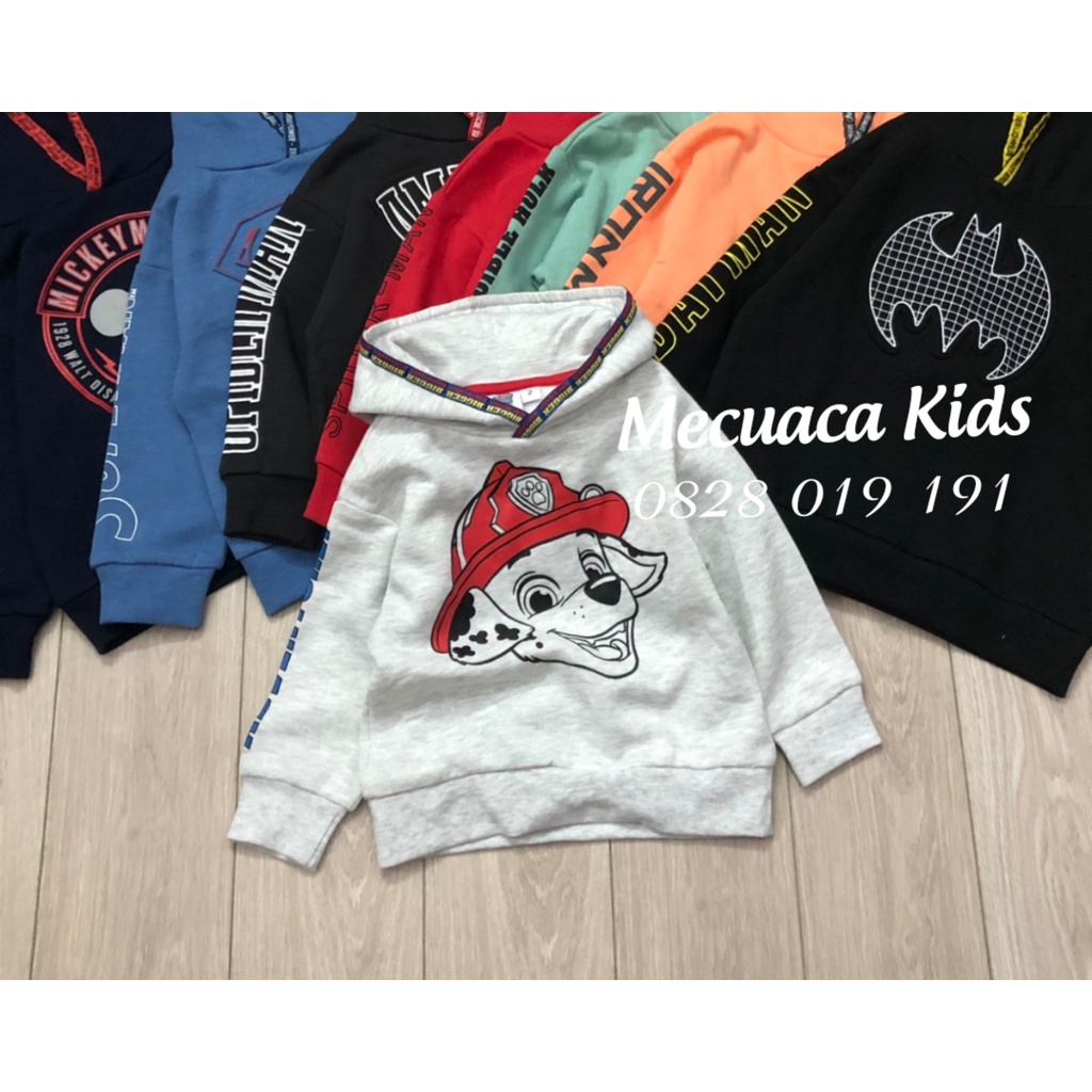 [2-12y] Áo nỉ bông có mũ hoodie dài tay siêu anh hùng Marvel/siêu nhân/người nhện/người dơi cho bé/bé trai