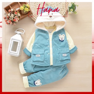 💕 Sét nỉ nhung gấu lót lông dày ấm cho bé siêu đẹp, bộ 3 món cho bé trai bé gái 💕