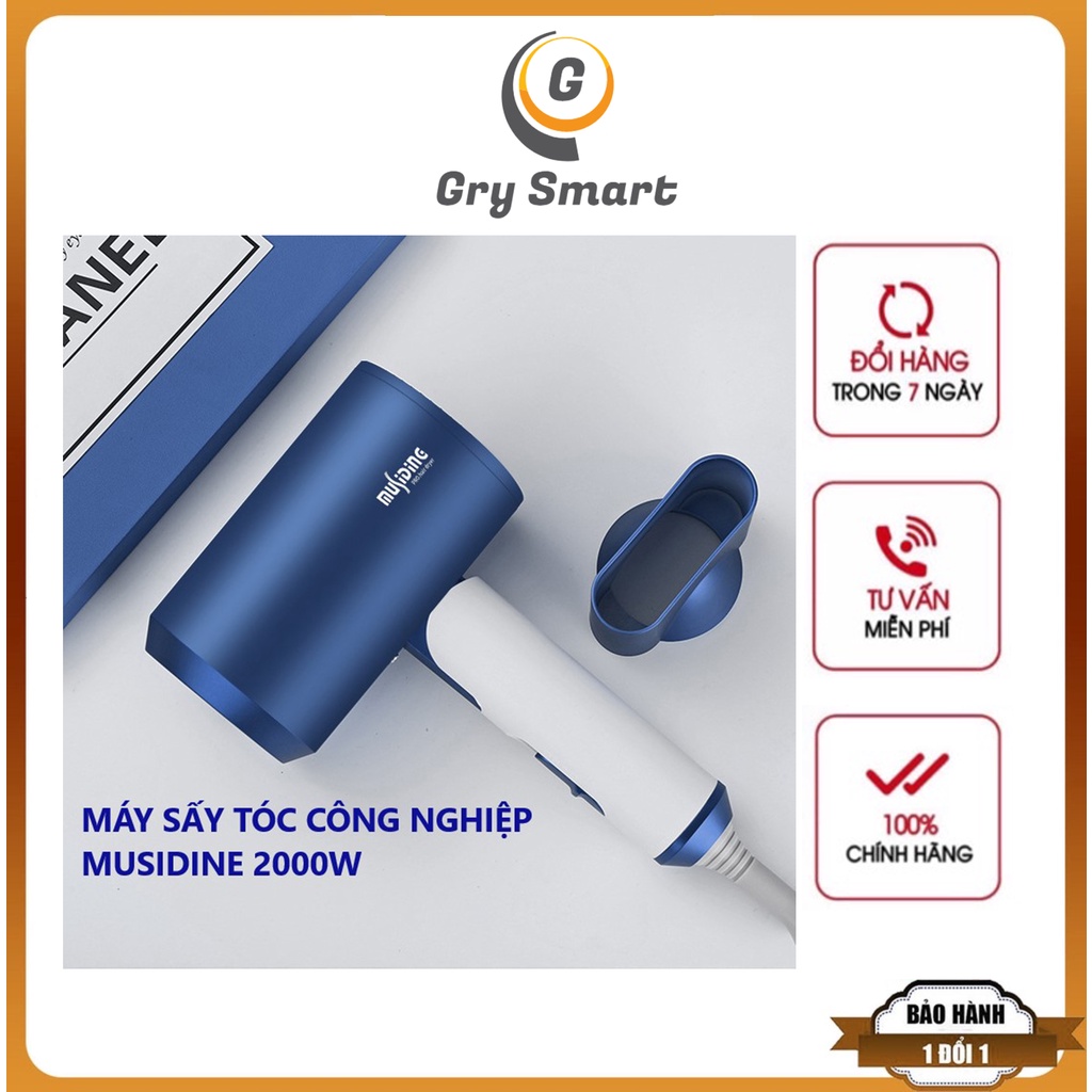 Máy Sấy Tóc Cao Cấp MuSidine Công Suất Cao 2000W, Nhiều Chế Độ Sấy, Công Nghệ Sấy Nóng, Lạnh Và Ion Âm Giúp Bảo Vệ Tóc