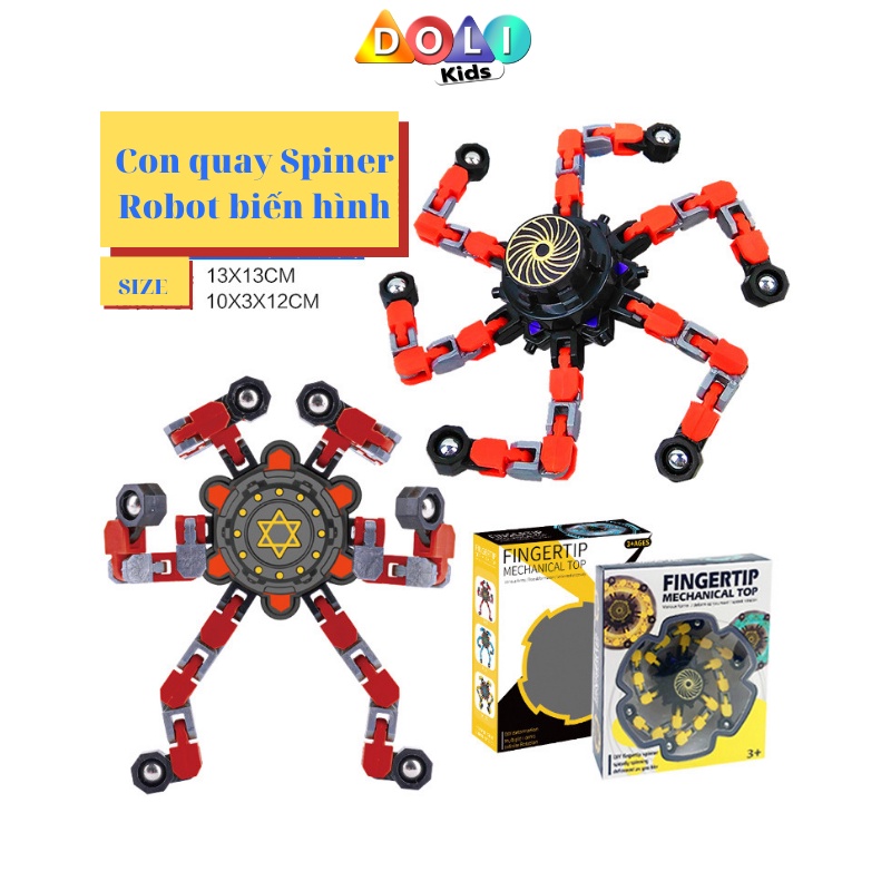 Con quay spinner, con quay biến hình robot thông minh xả stress Doli Kids