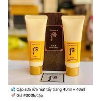 Sét sữa rửa mặt + kem tẩy trang whoo vàng 40ml*2