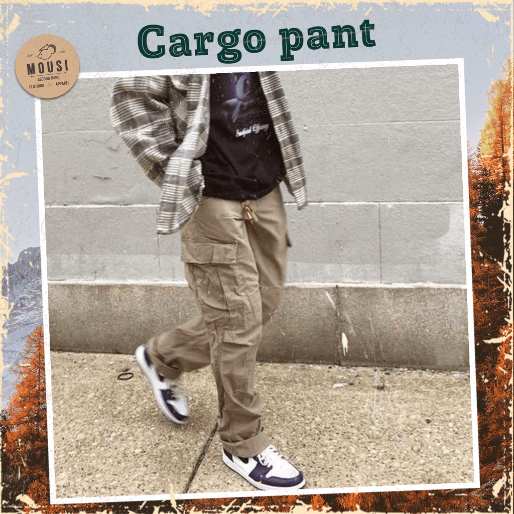 Quần kaki túi hộp - quần cargo - [𝐅𝐑𝐄𝐄 𝐒𝐇𝐈𝐏] - retro -unisex nam/nữ - Mousi 2hand