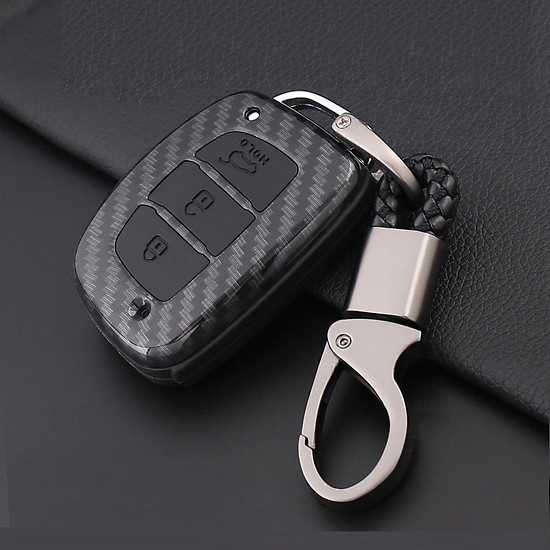 Ốp carbon cao cấp, Bao da, Bọc chìa khóa Ô tô Hyundai các dòng xe i10 Tucson Elantra