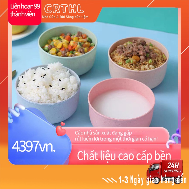 Bộ Chén Đĩa Bát (Tô) Đựng Thức Ăn Chất Liệu Lúa Mạch Màu Sắc Tươi Mới - Bộ Dụng Cụ Ăn Dặm An Toàn - Gia dụng Homewares