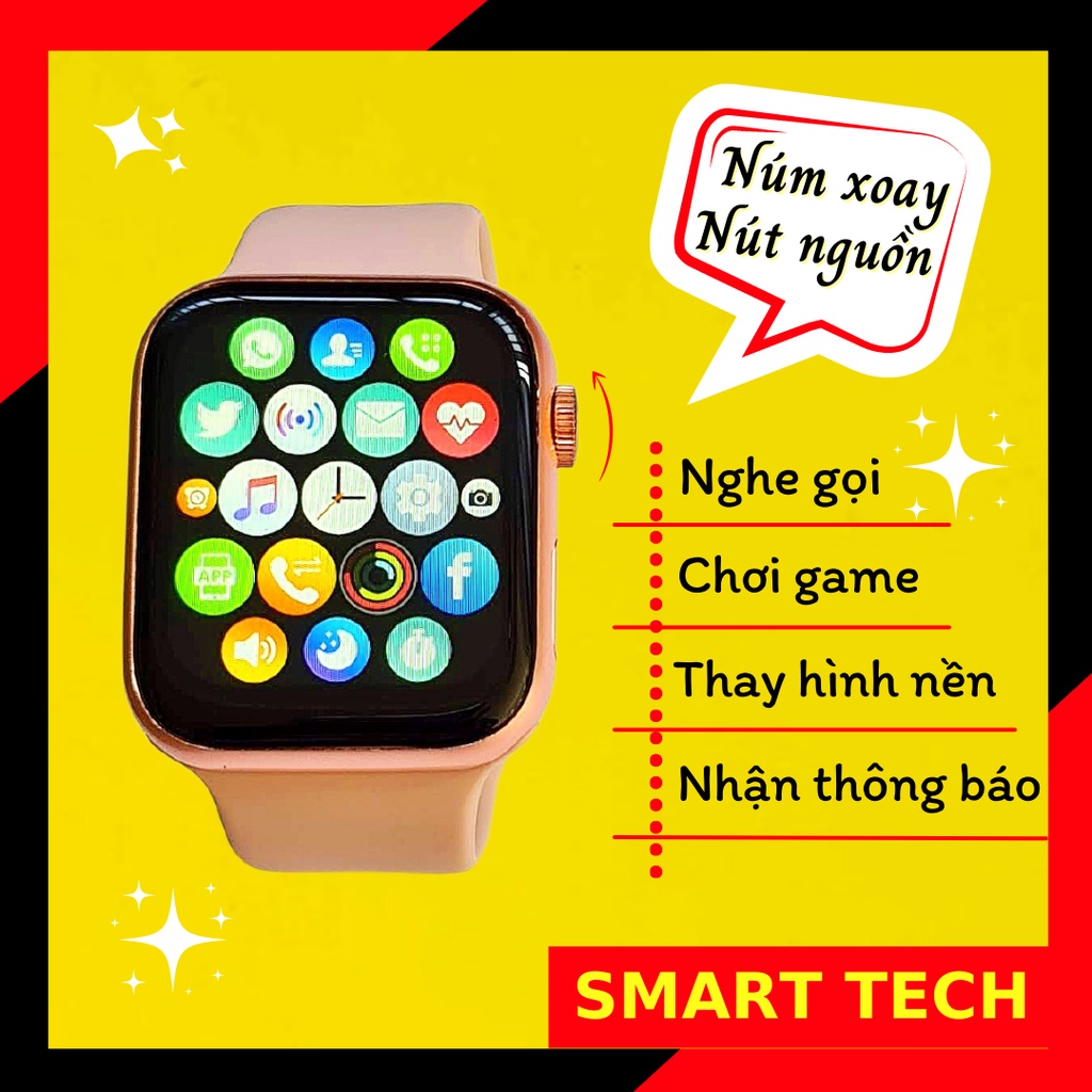 Đồng hồ thông minh 💖 FREESHIP 💖 Smart Watch dong ho thong minh thay ảnh nền cá nhân, nghe gọi 2 chiều, núm xoay