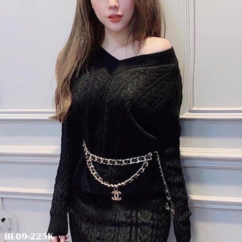 Đai váy xích đan dây đen