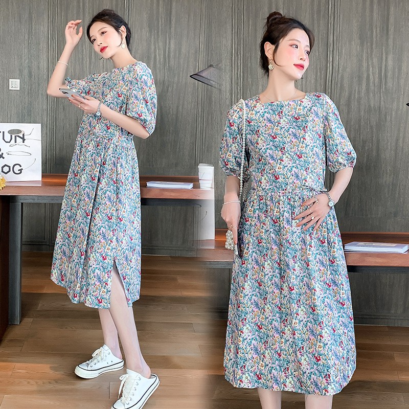 Đầm Maxi Dáng Rộng Chiết Eo In Hoa Thanh Lịch Lãng Mạn Kiểu Pháp Cho Mẹ Bầu 2021 M-2Xl