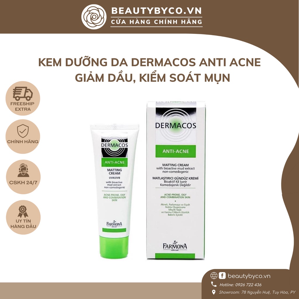 Kem ngừa mụn, giảm thâm, giảm bóng nhờn Farmona Dermacos Anti Acne Matting Cream 50ml - BEAUTYBYCO.VN