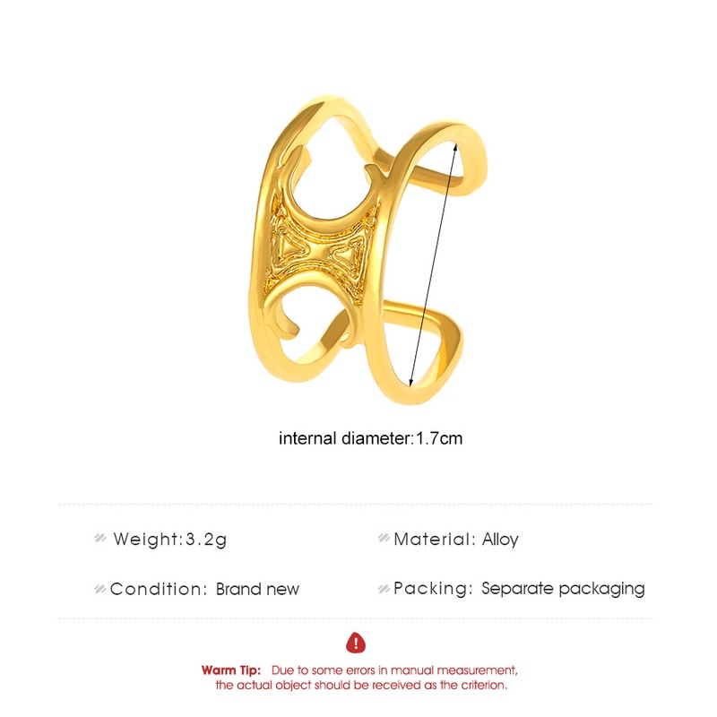 Nhẫn Hở Hai Lớp Họa Tiết Arc de Triomphe Màu Vàng Phong Cách baroque Cổ Điển Có Thể Điều Chỉnh Kích Thước Dành Cho Bạn Nữ