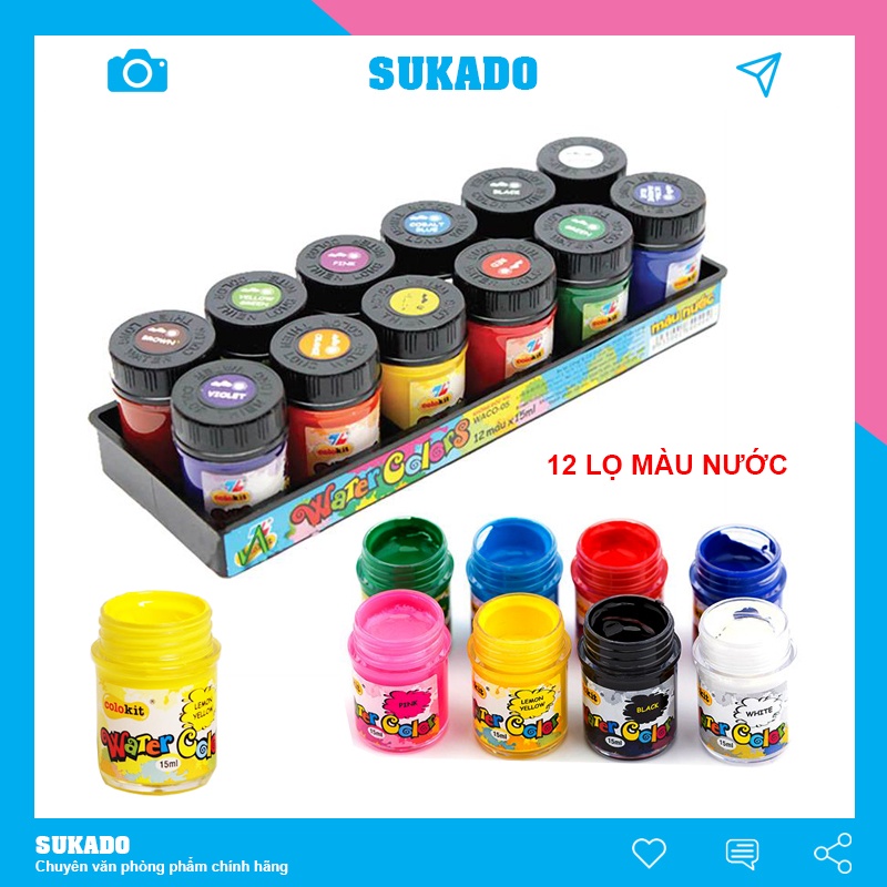 Màu nước Thiên Long 12 màu Colorkit  Waco-C05/C03/C07 SUKADO