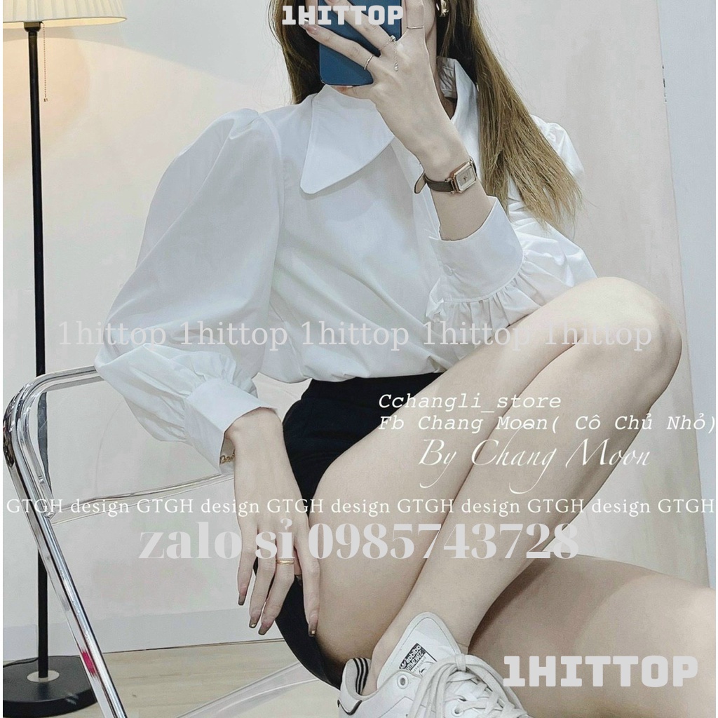 áo sơ mi tay bồng 2 màu trắng hồng NH00099 1hittop