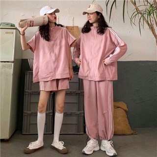 Set bộ đồ thể thao - Áo khoác line + quần line pants 4 màu hồng, đen, vàng, xanh kèm ảnh thật