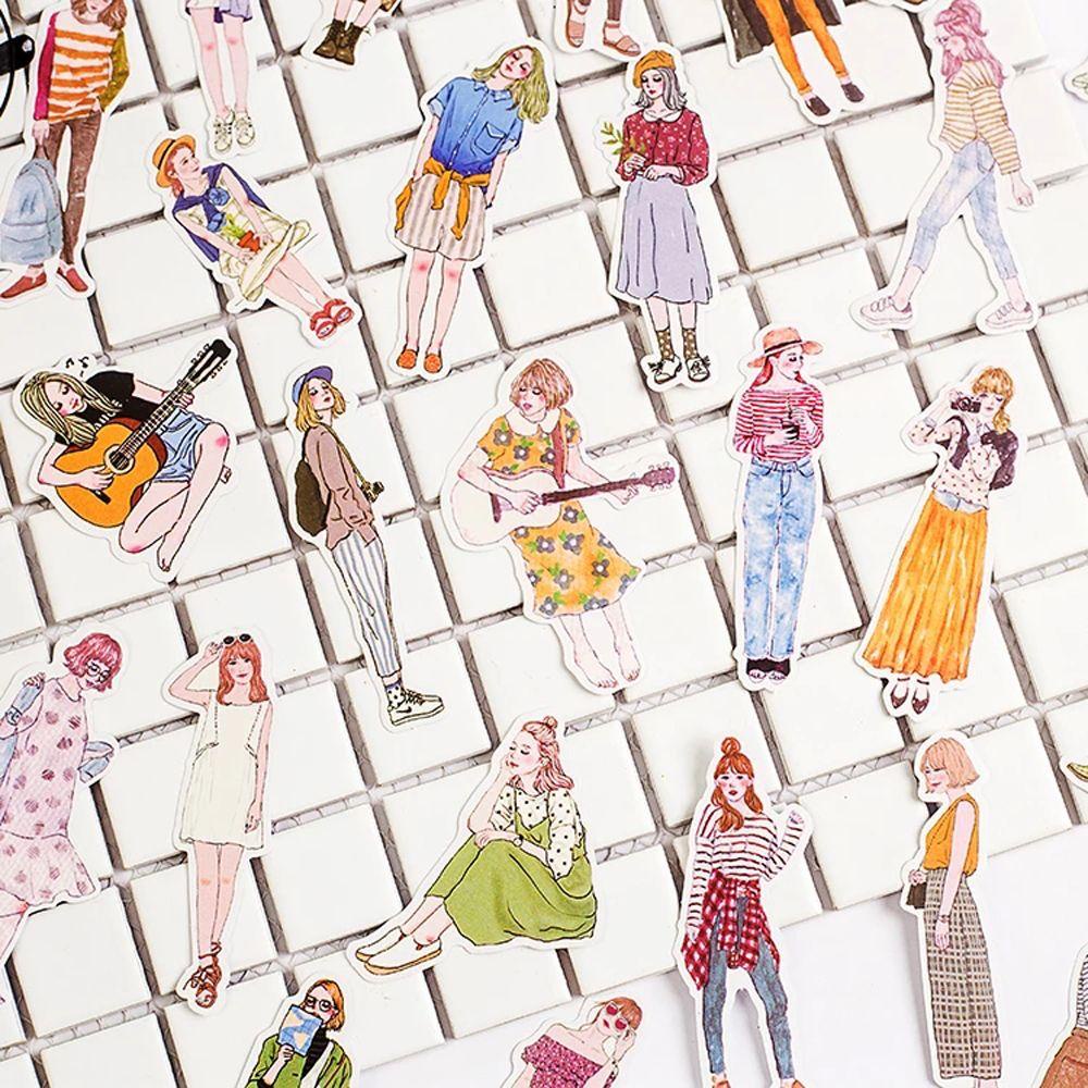 Sticker Trang Trí Sổ Tay Nhật Ký DIY Hình Cô Gái Mori Đáng Yêu