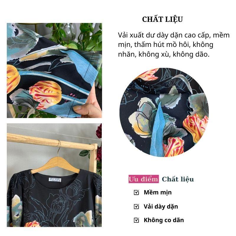 Áo kiểu trung niên Cát Tường sang trọng, quý phái, vải lụa cao cấp mịn mát thoải mái
