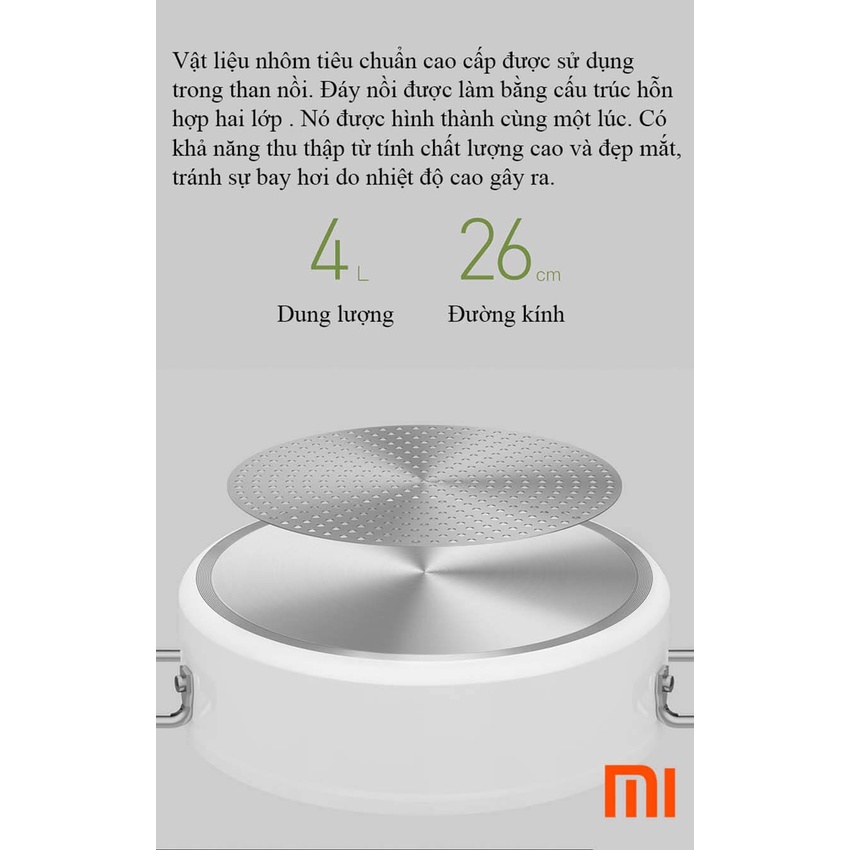 HỎA TỐC - Nồi nấu lẩu Xiaomi Mijia dùng cho bếp điện từ - Bếp hồng ngoại - Induction Cooker (FullBox Chính Hãng)