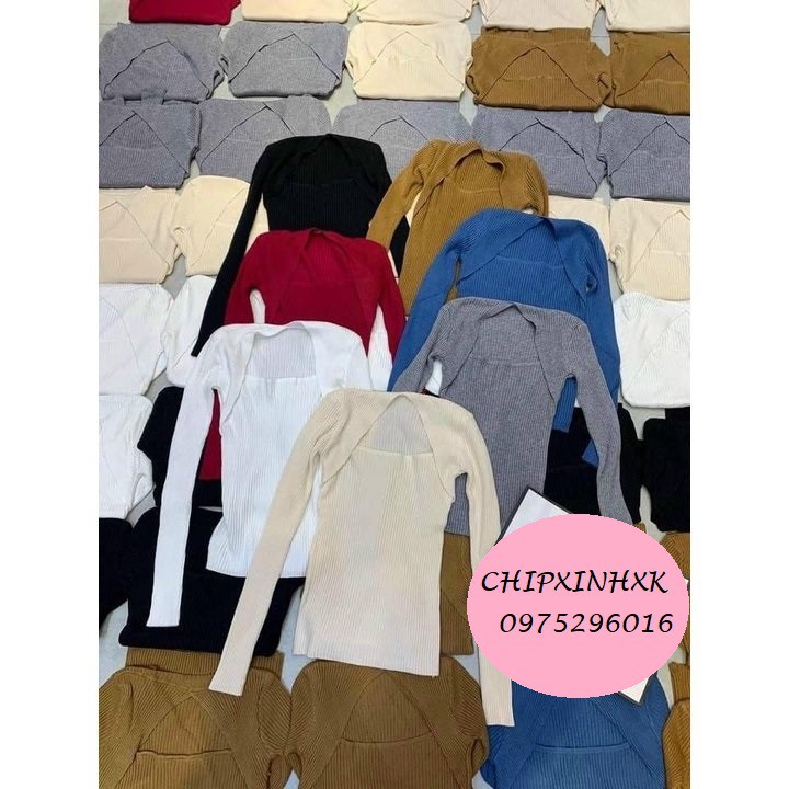 Thời trang CHIPXINH siêu sang - Áo len chéo vai tôn ngực form dáng ôm body