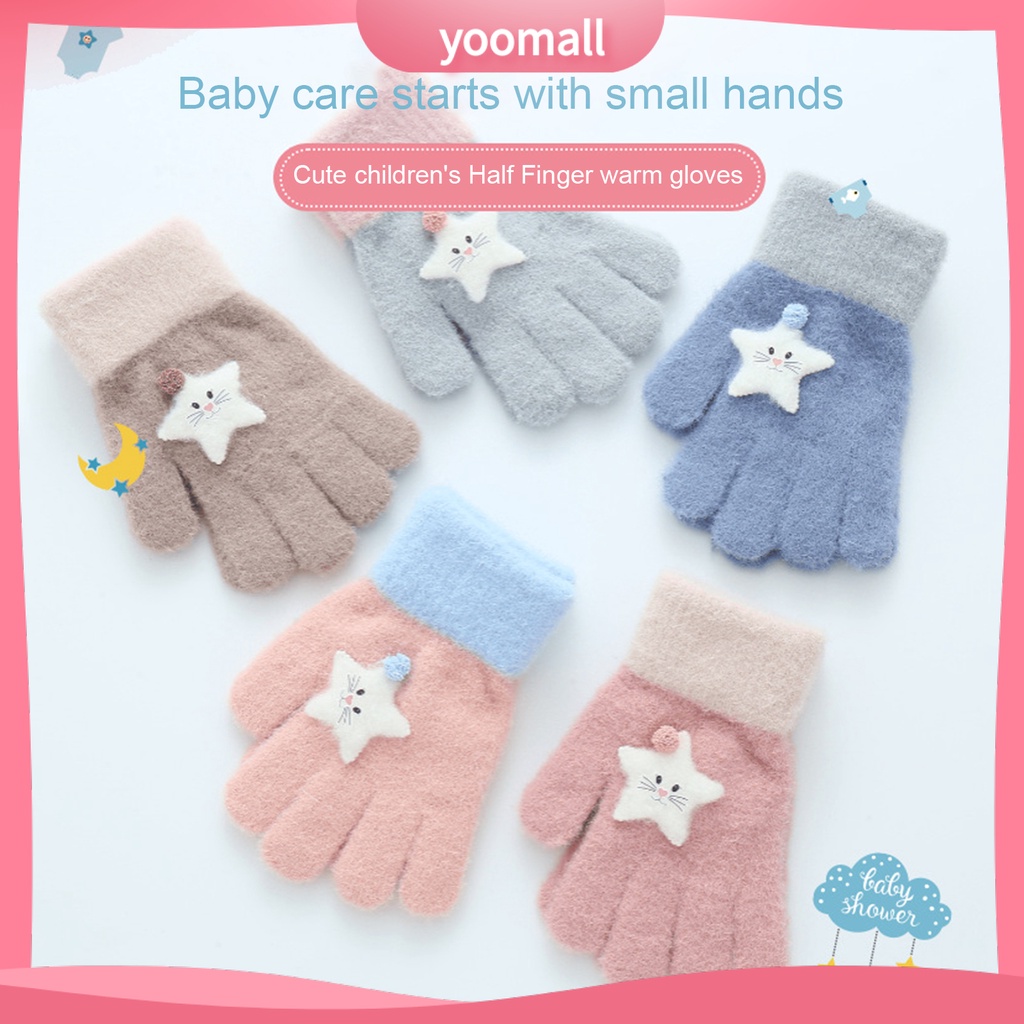 Găng tay dệt kim màu sắc ngọt ngào thời trang thu đông cho nữ