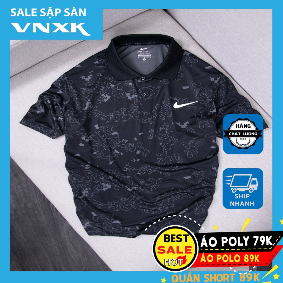 Áo Thun polo nam chất vải polyester cao tần, logo in chắc chắn, co dãn 4 chiều thoáng mát