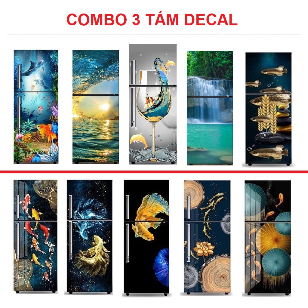 Combo 3 Miếng decal dán kín tủ lạnh -  Chủ đề 2