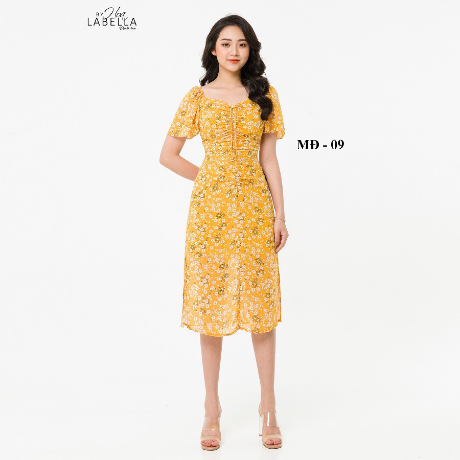Đầm Liền HOABELLA Tay Dơi Họa Tiết Hoa Nhí Chất Liệu Voan Lụa (MD09)