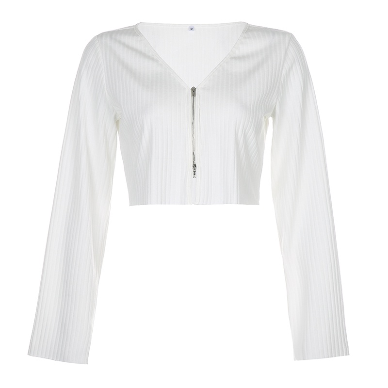 Áo Lửng Tay Dài Cổ Chữ V Thắt Nút Thời Trang Quyến Rũ Cho Nữ